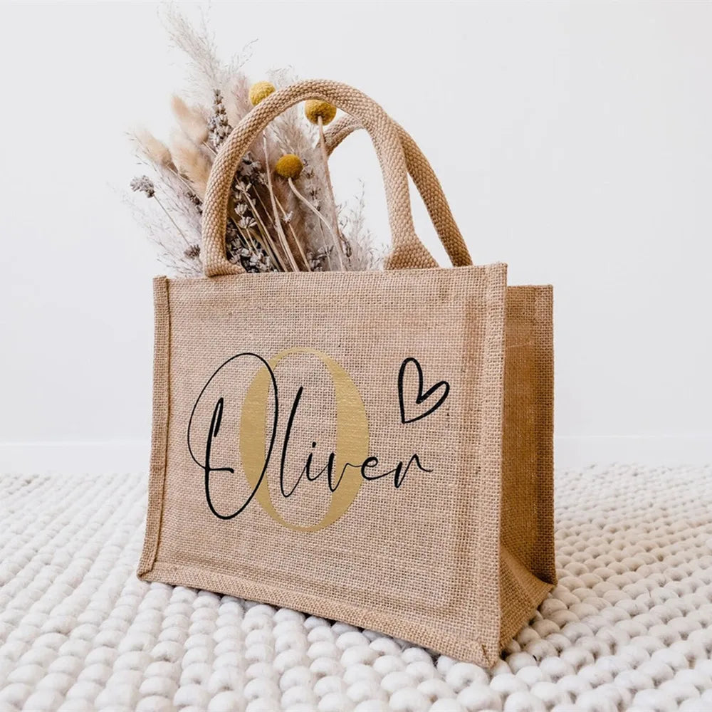 Personalized jute bags | with initials Gift for Mother's Day or JGA | Bridal party or farewell gift teachers and educators