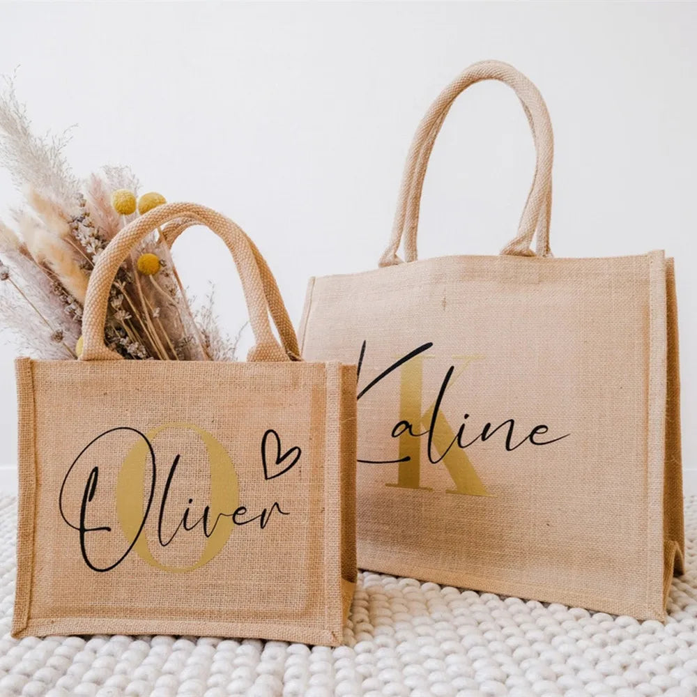 Personalized jute bags | with initials Gift for Mother's Day or JGA | Bridal party or farewell gift teachers and educators