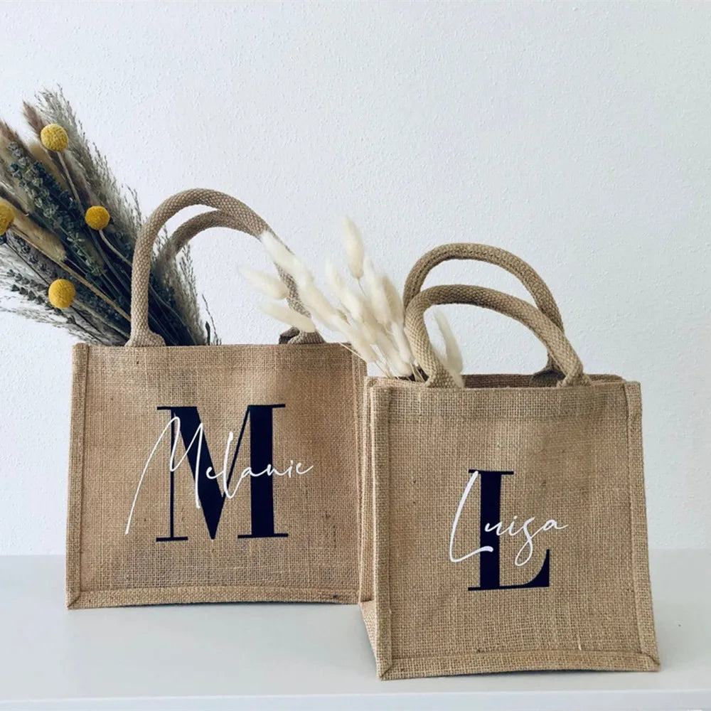 Personalized jute bags | with initials Gift for Mother's Day or JGA | Bridal party or farewell gift teachers and educators