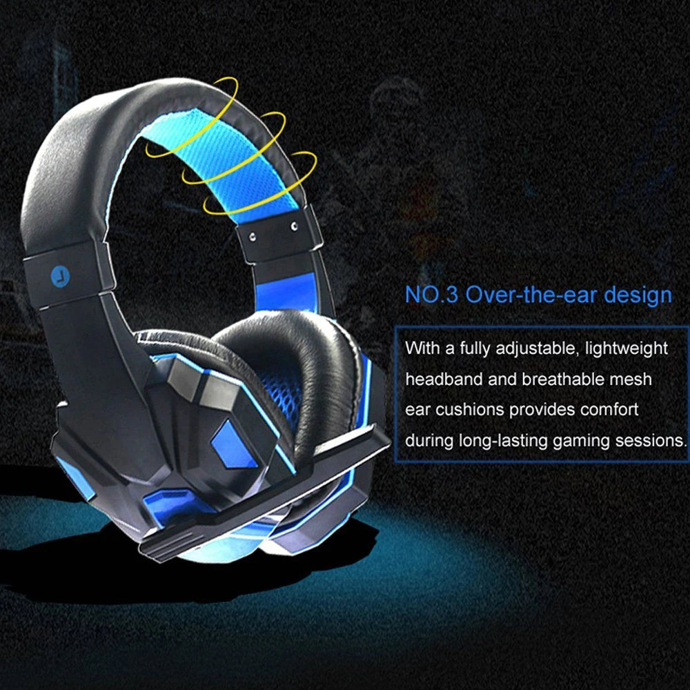 2021 New Gaming Headset Headphones With LED Light Mic Stereo Earphones Deep Bass For PC Computer Gamer Laptop Auriculares