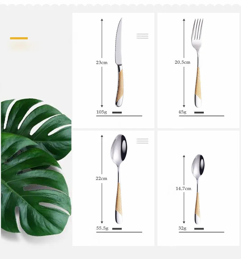 Kitchen Tableware Cutlery Set Silver Cutlery Set Stainless Steel Luxury Dinnerware Fork Spoon Knife Western Dinner Set Gold