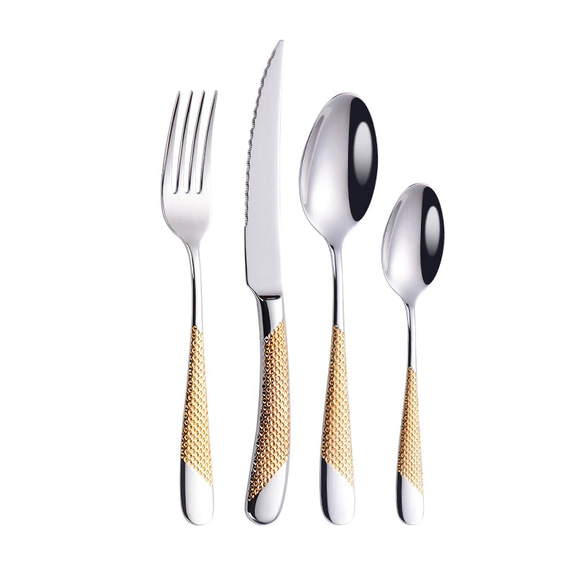 Kitchen Tableware Cutlery Set Silver Cutlery Set Stainless Steel Luxury Dinnerware Fork Spoon Knife Western Dinner Set Gold