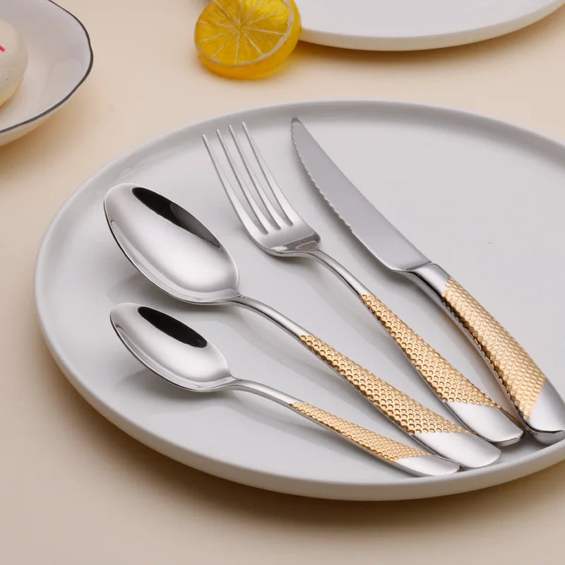 Kitchen Tableware Cutlery Set Silver Cutlery Set Stainless Steel Luxury Dinnerware Fork Spoon Knife Western Dinner Set Gold