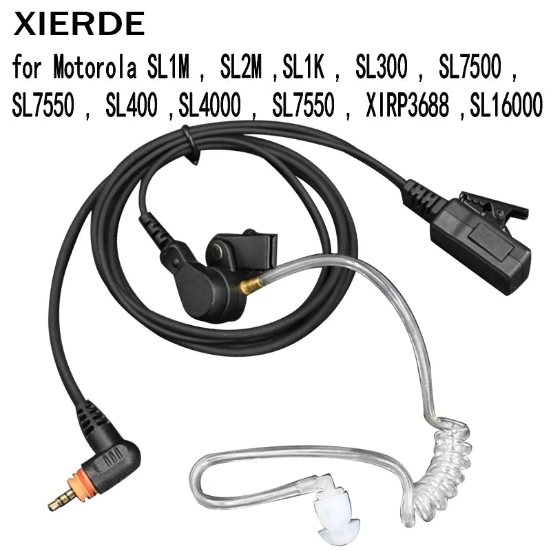 PPT Headphones with Mic for Motorola Radio SL1M SL1K SL1600 SL300 SL7500 SL400 SL4000 SL7550 Walkie Talkie Air Acoustic Tube