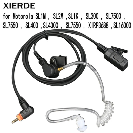 PPT Headphones with Mic for Motorola Radio SL1M SL1K SL1600 SL300 SL7500 SL400 SL4000 SL7550 Walkie Talkie Air Acoustic Tube