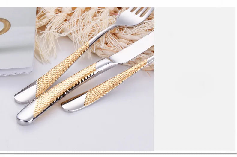 Kitchen Tableware Cutlery Set Silver Cutlery Set Stainless Steel Luxury Dinnerware Fork Spoon Knife Western Dinner Set Gold