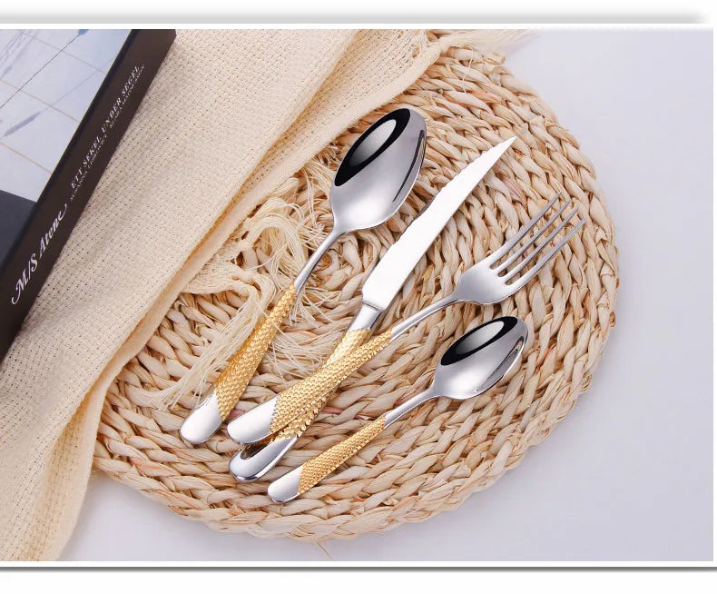 Kitchen Tableware Cutlery Set Silver Cutlery Set Stainless Steel Luxury Dinnerware Fork Spoon Knife Western Dinner Set Gold