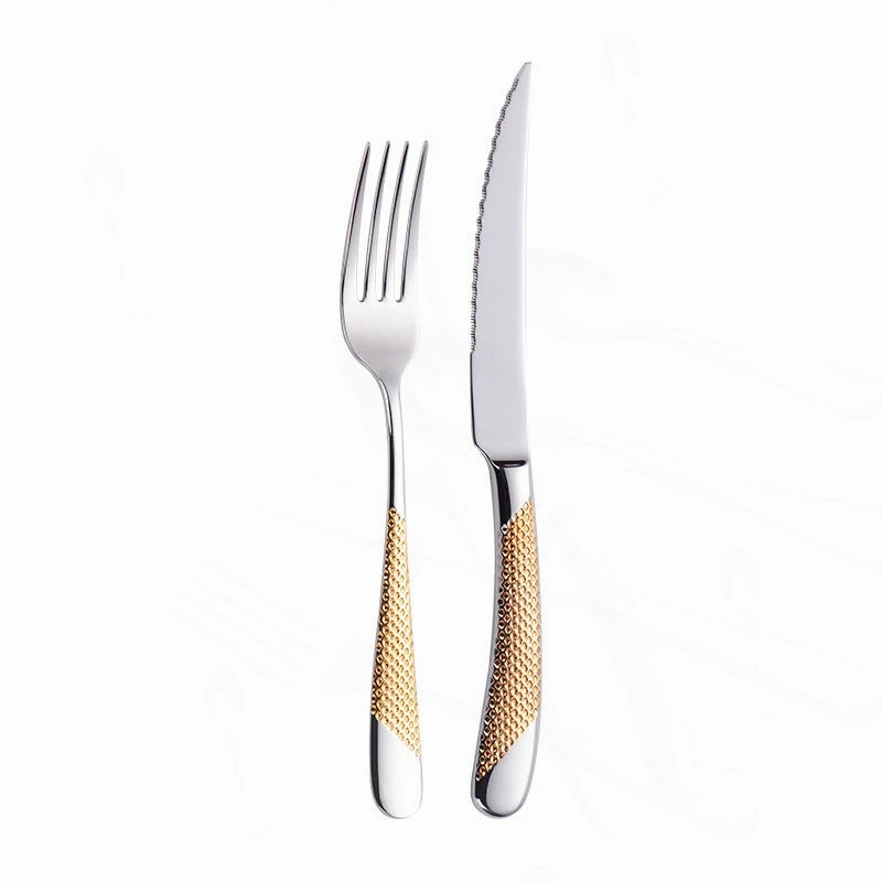 Kitchen Tableware Cutlery Set Silver Cutlery Set Stainless Steel Luxury Dinnerware Fork Spoon Knife Western Dinner Set Gold