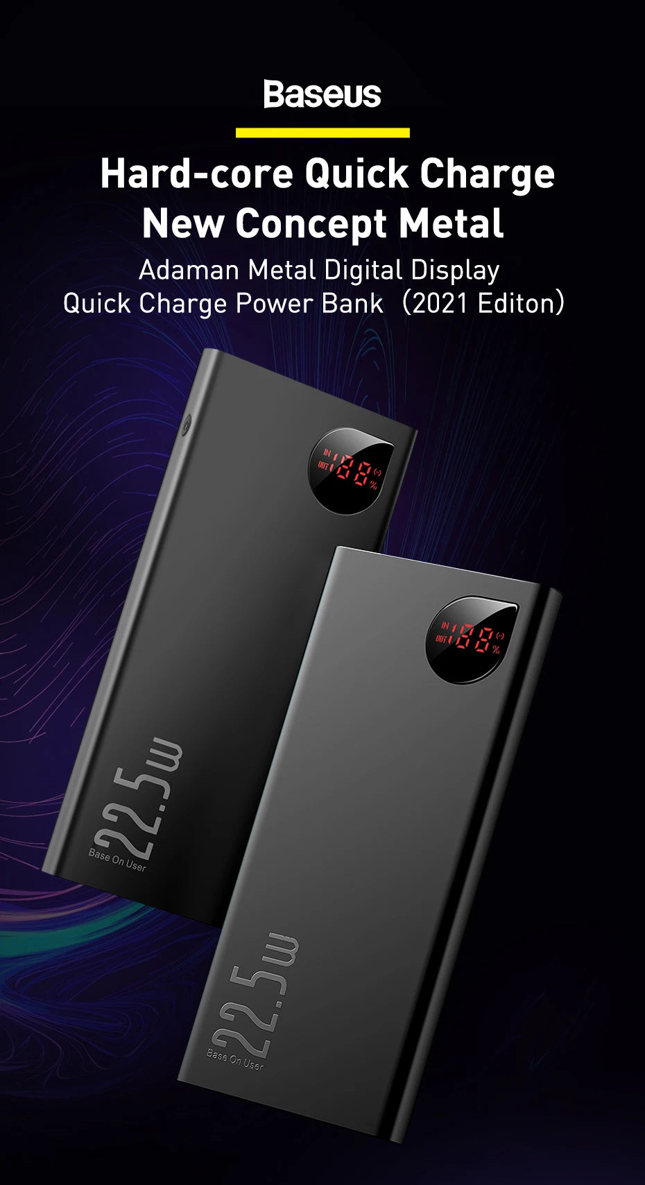 Baseus Power Bank 10000mAh 20000mAh 22.5W Fast Charging Powerbank Portable External Battery For iPhone 16 15 14 12 13 Pro Max