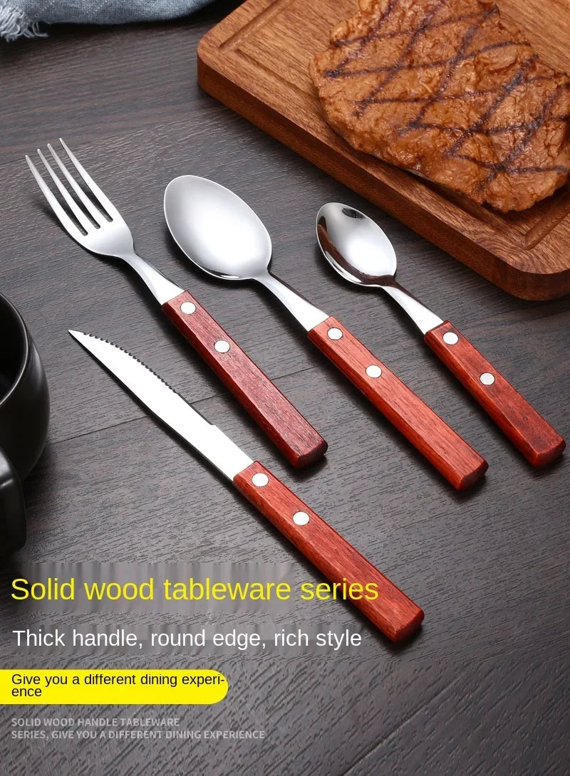 Kitchen Tableware Stainless Steel Luxury Western Dinner Set Gold Silver Cutlery Fork Spoon Knife