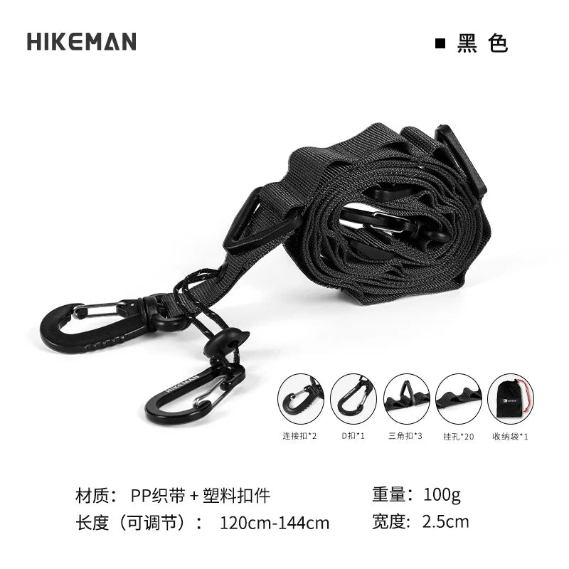 HIKEMAN Adjustable Multi-Functional Strap Heavy-Duty Camping Gear for Tarp Clothesline & Shoulder Carry (Lightweight & Tactical)