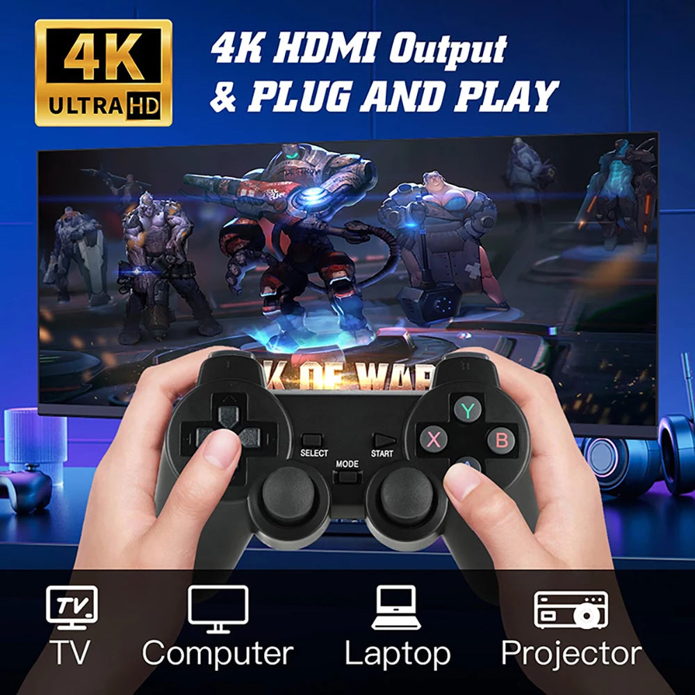 4K HD Retro Gaming Console 20000 Games 64GB 2.4G Wireless For GBA/FC/PS1/MD Portable TV Game Stick For Xmas Gift