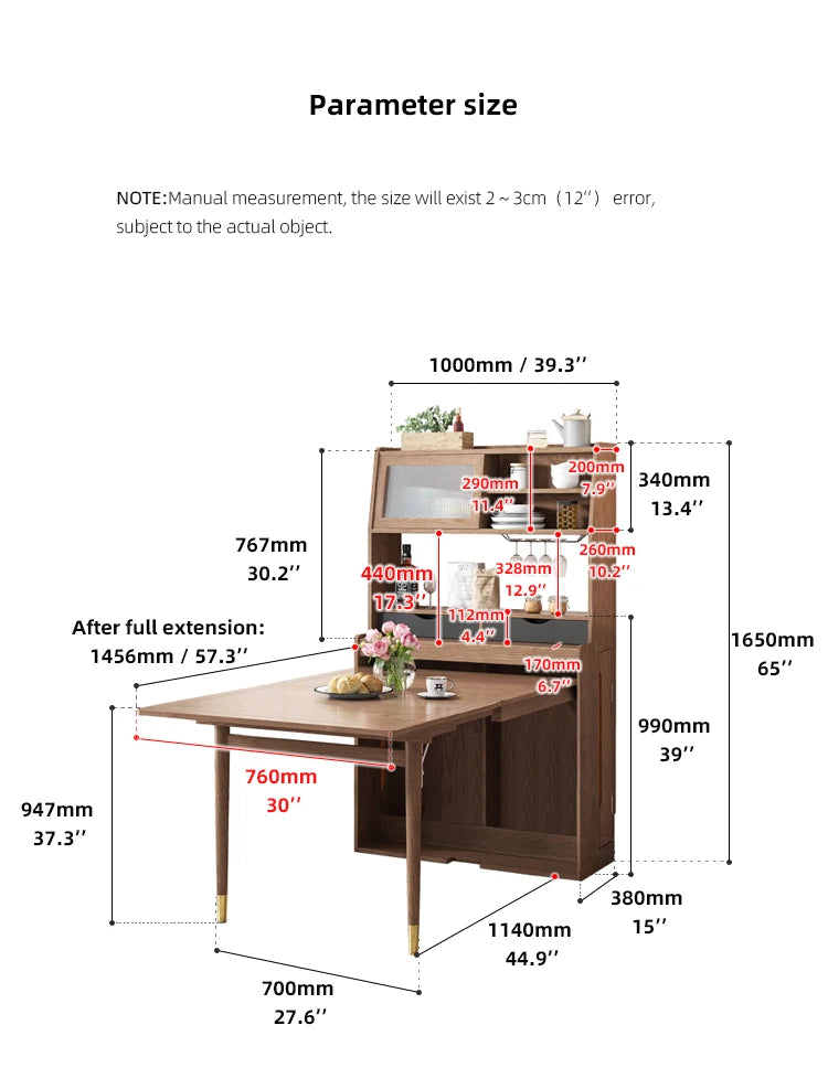 Modern Dining Room Furniture Set Mesa De Comedor Folding Extend Cabinet Foldable Dining Table Adjustable Esstisch Wooden
