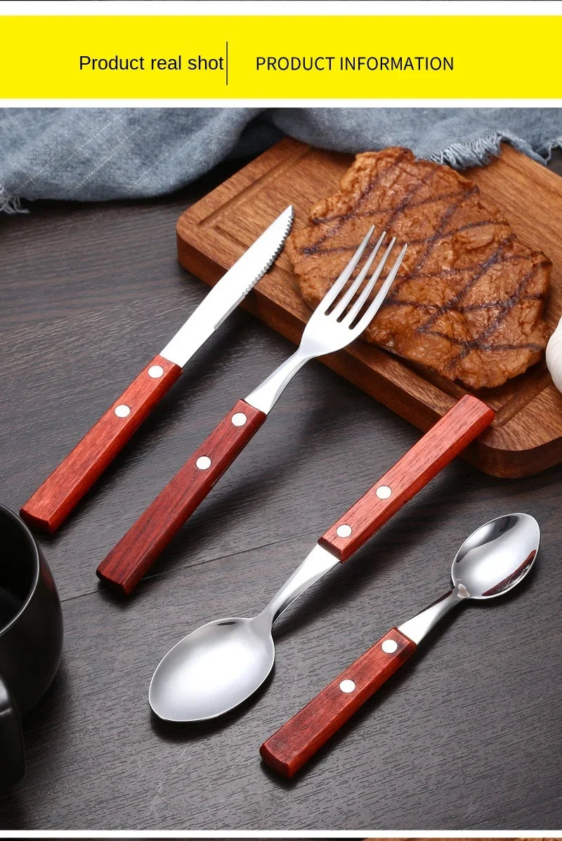 Kitchen Tableware Stainless Steel Luxury Western Dinner Set Gold Silver Cutlery Fork Spoon Knife
