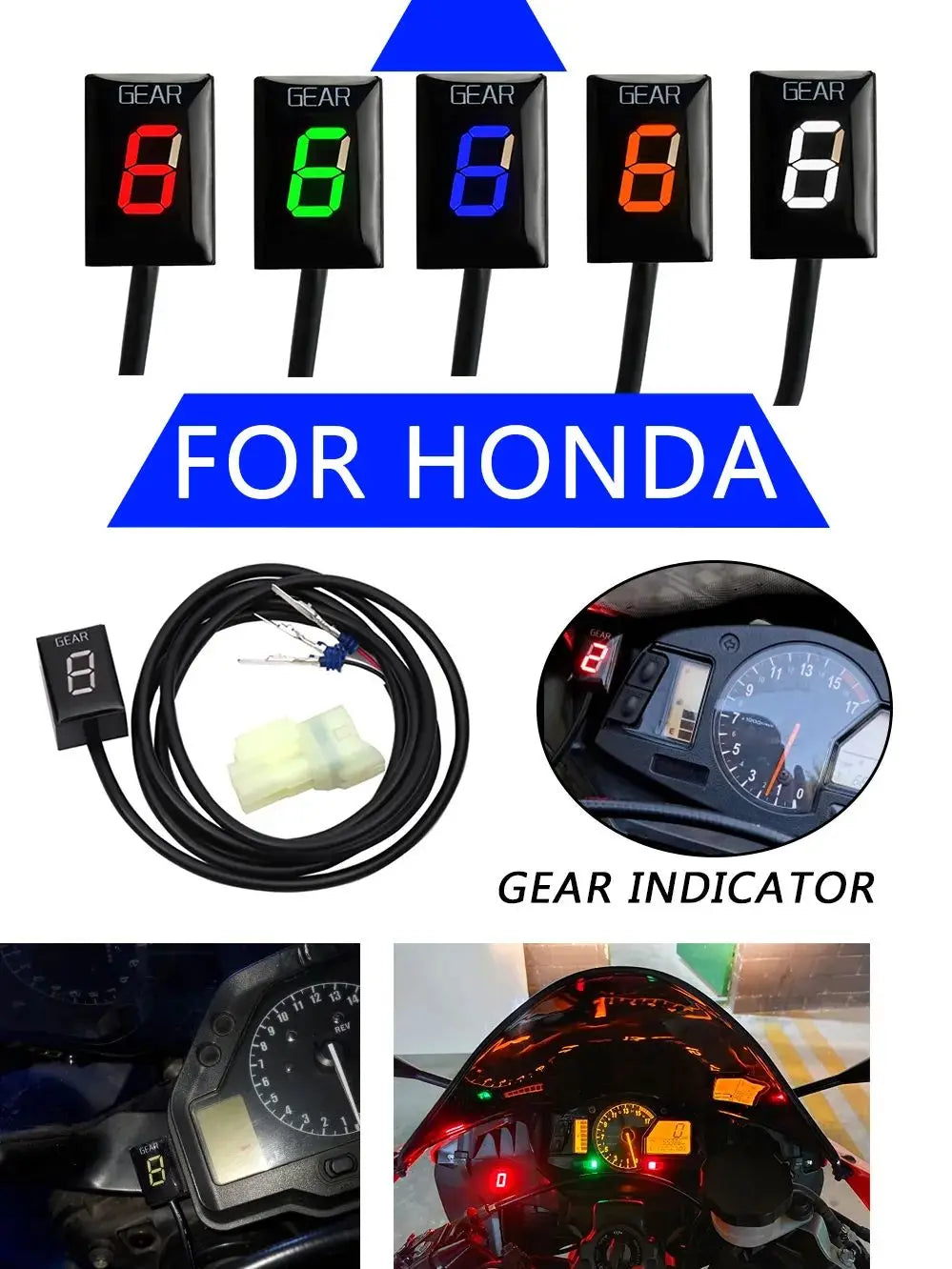 Motorcycle Gear Indicator Waterproof For Honda CBR600RR CBR1000RR CBR400R CB500X CB500F CMX300 CMX500 CRF250 L M Gear display