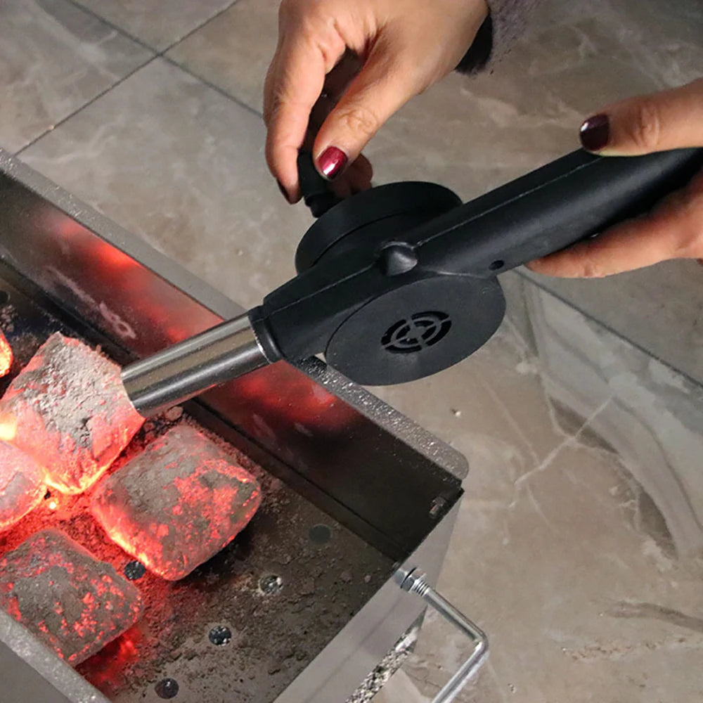 Picnic Camping Accessories BBQ Tools Portable Barbecue Fan BBQ Accessories Hand-cranked Air Blower Fire Bellows Tools