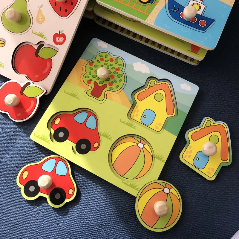 Montessori Wooden Toys for Babies 1 2 3 Years Boy Girl Gift Baby Development Games Wood Puzzle for Kids Educational Learning Toy