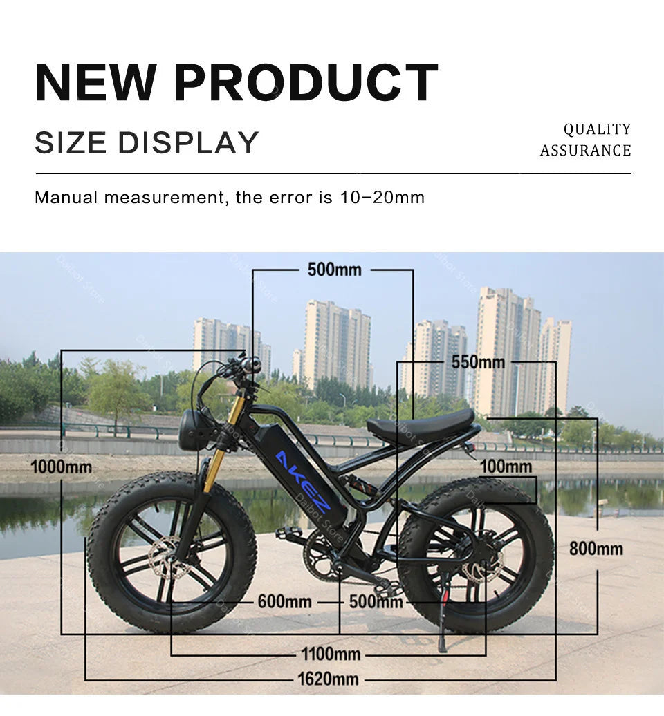 20 Inch Mountain electric bicycle For Mens Fat Tire Aluminium Alloy eBike 750W 48V Beach Snow eBikes For Adults Max Speed 45