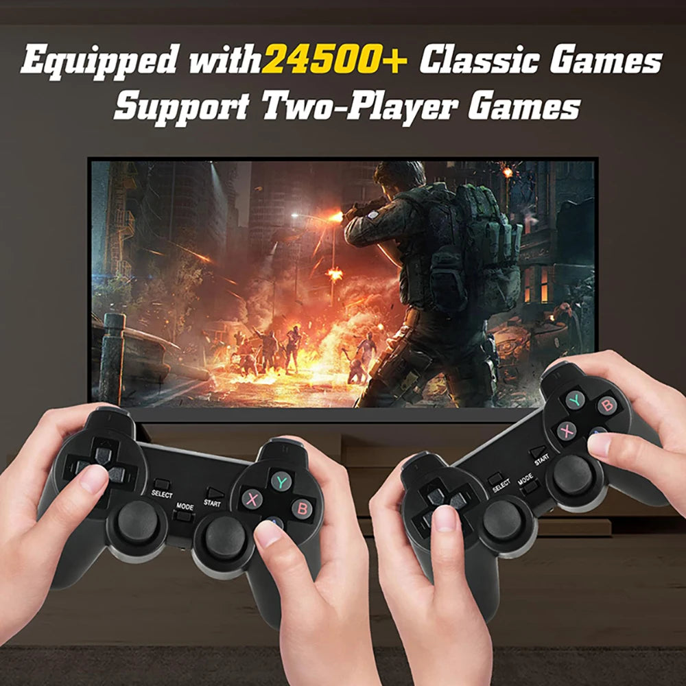4K HD Retro Gaming Console 20000 Games 64GB 2.4G Wireless For GBA/FC/PS1/MD Portable TV Game Stick For Xmas Gift