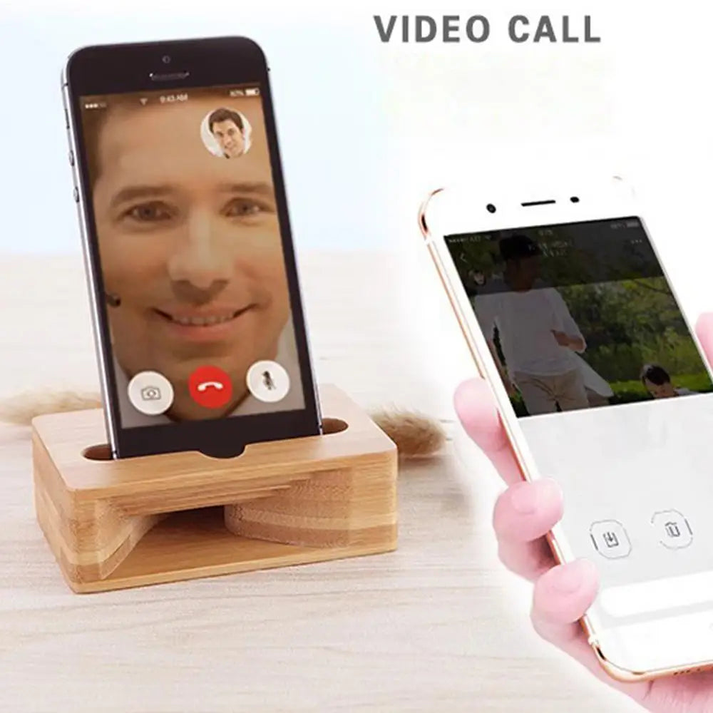 Wood Phones Mobile Phone Sound Amplifier Stand Wooden Phones with Sound Amplifier Phone Holder Desk Support