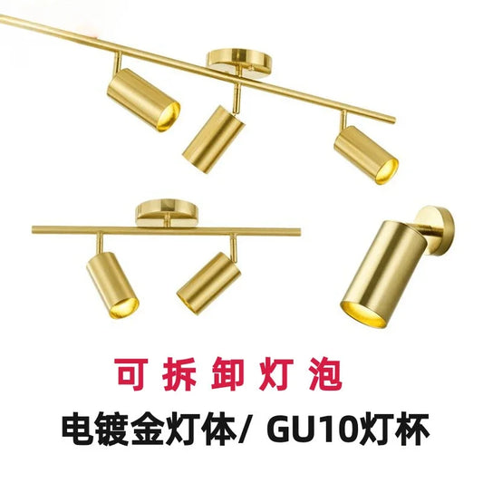 Lighting for Living Room Modern Simple Led Spotlight Gold Track Spotlight Brass Cloakroom  Room Background Wall Ceiling Light