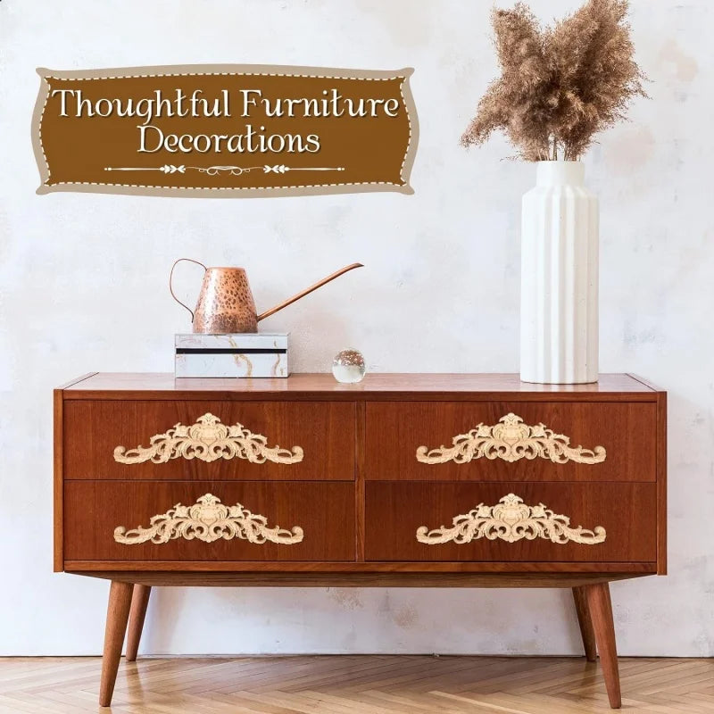 Decorative Wood Appliques and Onlays Natural Furniture Wall Door Wood Carving DIY Corner Frame Wood Craft Cabinet Wardrobe Decor