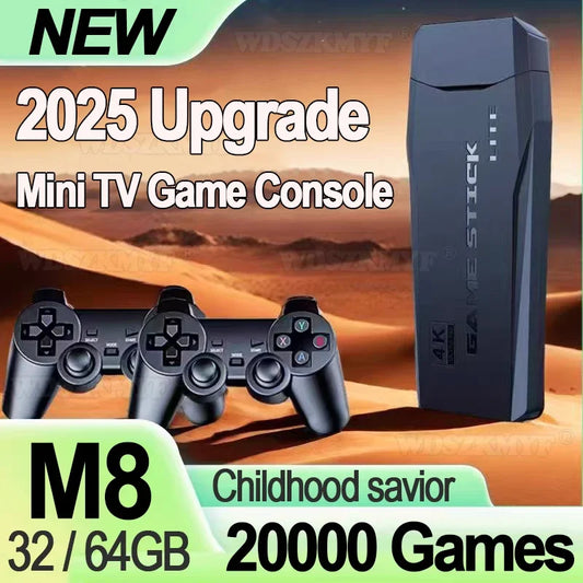 4K HD Retro Gaming Console 20000 Games 64GB 2.4G Wireless For GBA/FC/PS1/MD Portable TV Game Stick For Xmas Gift