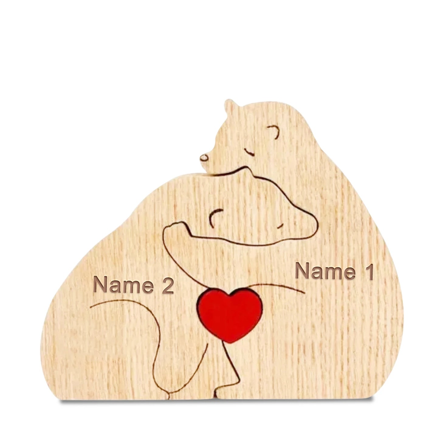 Personalized Wooden Couple Bears Puzzle With Name Custom Valentine's Day Gift For Couple Birthday House Warming Gifts Home Decor