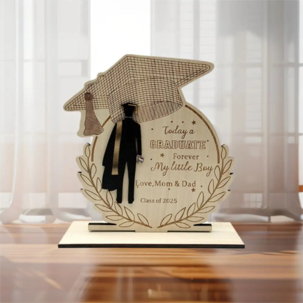 Desktop Decor Wooden Graduation Ornament Rustic Durable Home Decoration Ornament Handmade Creative Graduation Gift Festival
