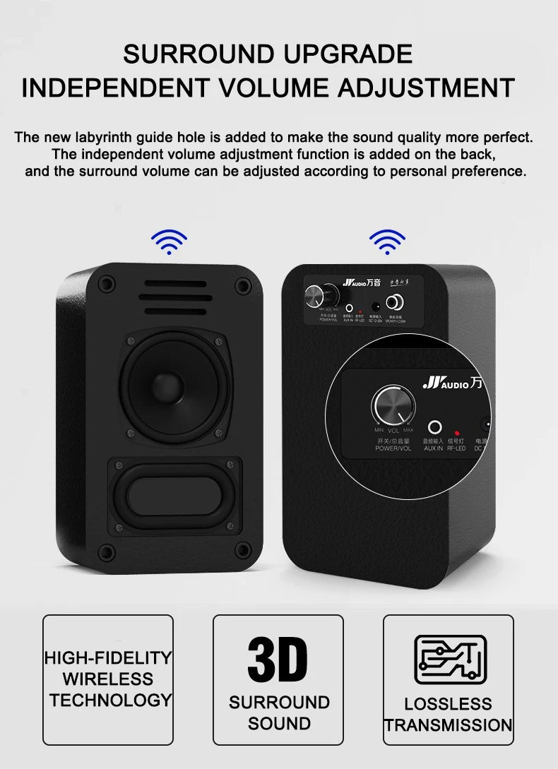 7.1 HD Wireless Home Theater Surround Sound System for TV with Big Sound Wired Subwoofer and 2 Pairs of Surround Speakers