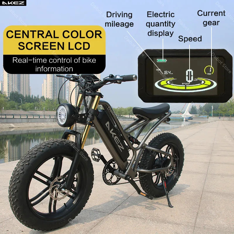20 Inch Mountain electric bicycle For Mens Fat Tire Aluminium Alloy eBike 750W 48V Beach Snow eBikes For Adults Max Speed 45
