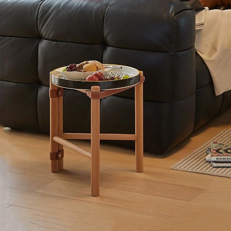 For Coffee Table, Living Room Sofa Side Table, Ceramic Tray, Solid Wood Tea Table, Creative Storage Desk, Nordic Furniture