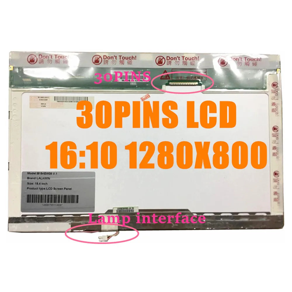 Original 15.4'' Laptop Lcd Display Screen B154EW08 FIT N154I3-L02 B154EW02 LTN154X3 LTN154AT02 LP154W01 LP154WX5 LP154WX4