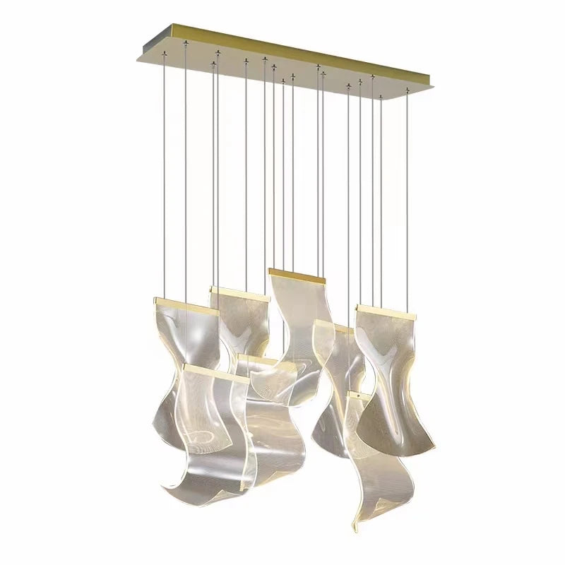 Light Guide LED Modern Chandelier living room decor lighting Duplex Rotating Stairs Pendant Lamp Dining room Hanging Lights