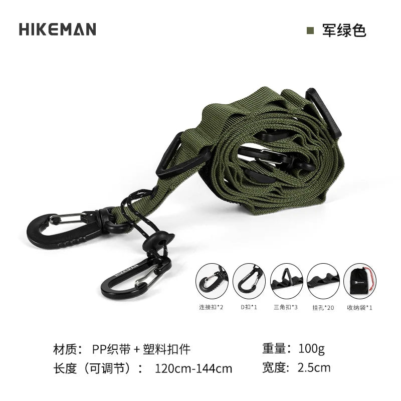 HIKEMAN Adjustable Multi-Functional Strap Heavy-Duty Camping Gear for Tarp Clothesline & Shoulder Carry (Lightweight & Tactical)