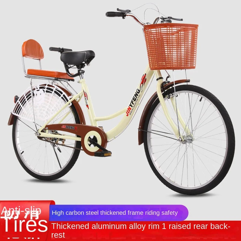 Women's Bicycle Women's 24 Inch Lightweight Commuting Bike Men's Ordinary Adult Student City Lady Commuter Bike Pedal Bike