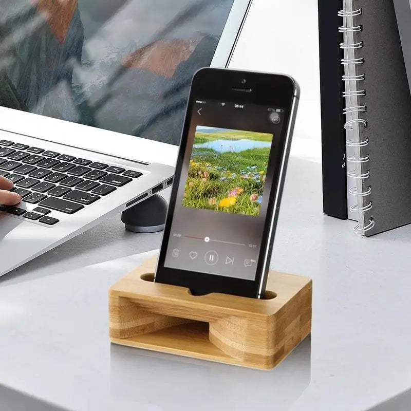 Wood Phones Mobile Phone Sound Amplifier Stand Wooden Phones with Sound Amplifier Phone Holder Desk Support