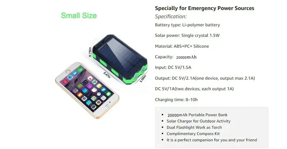 Solar Power Bank 30000mAh Portable Charging Poverbank External Battery Charger Strong Light LDE Light for huawei iphone xiaomi