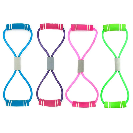 Fitness 8 Word Yoga Elastic Band TPE Gum Resistance Rubber Bands Bodybuilding Workout Tension Rope Resistance Band Home Gym