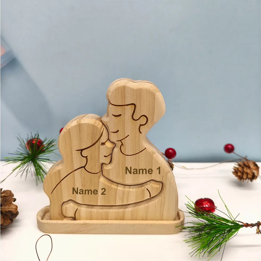 Personalized Wooden Couple Bears Puzzle With Name Custom Valentine's Day Gift For Couple Birthday House Warming Gifts Home Decor
