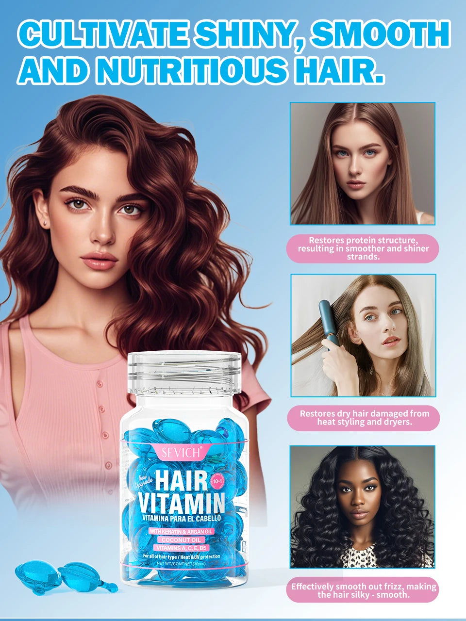 Hair Care Capsules Repairing Keratin Complex Serum Oil Frizzy Hair Moisturizing Hair Oil Smoothing Nourishing Hair Care Essence