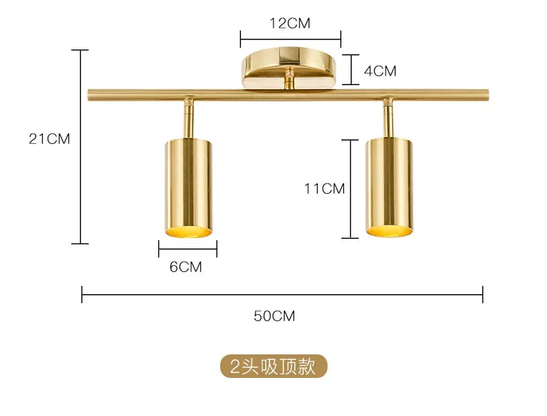 Lighting for Living Room Modern Simple Led Spotlight Gold Track Spotlight Brass Cloakroom  Room Background Wall Ceiling Light