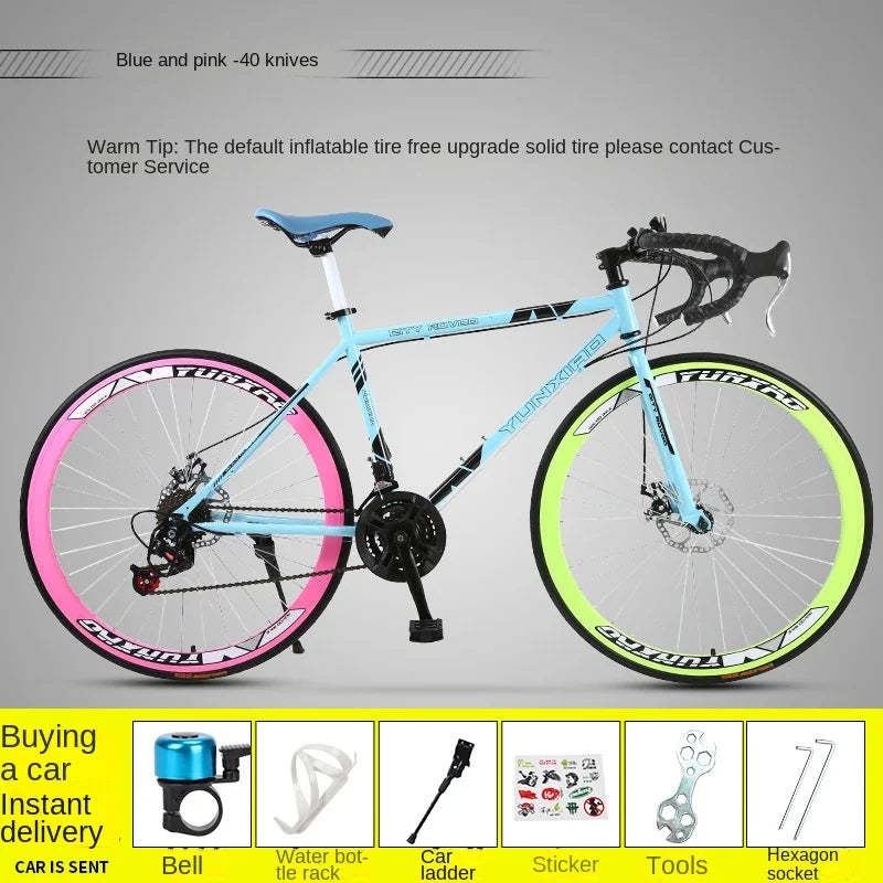 Bicycle Free Shiping Aro 29 Road Bike Bicicleta Uomo Bmx Bikes Road Bike V Brake/Disc Brake Spring Fork (Low Gear Non-damping)
