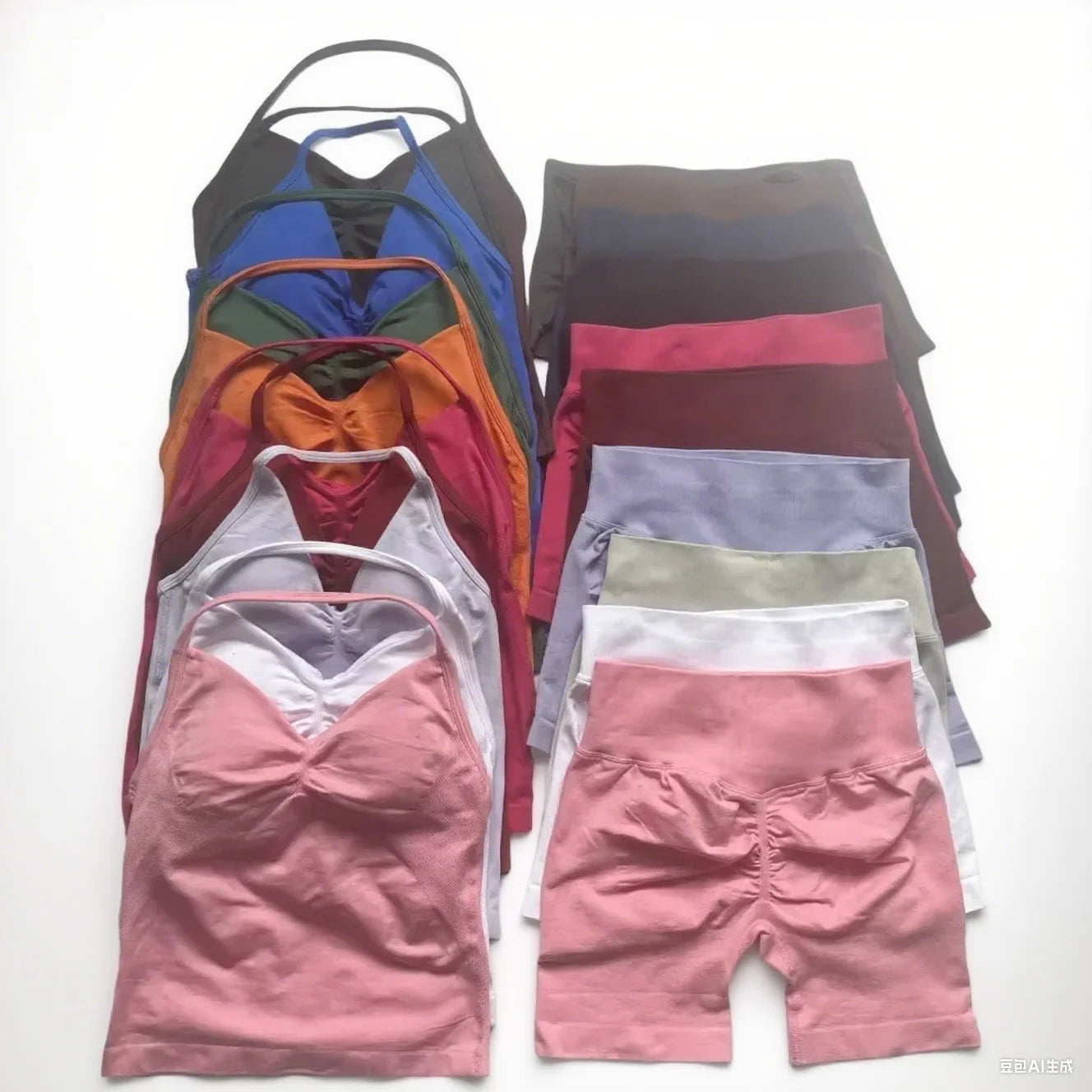 Summer fitness shape  beautiful shoulder straps  chest pillow  bra and yoga shorts  a must for fitness.