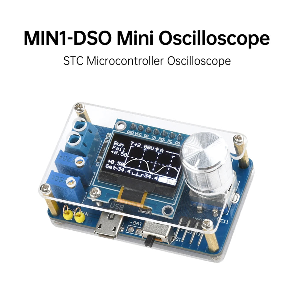 Digital Oscilloscope Electronic Kit 0.96 Inch STC Microcontroller Electronic DIY Loose Parts DC 5V