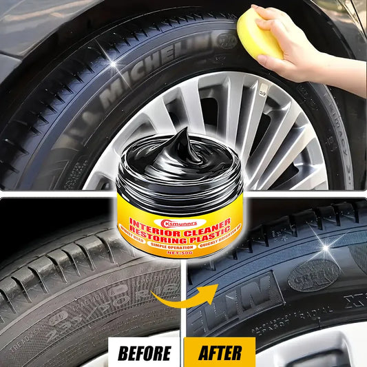 Multi-purpose car repair kit: plastic parts refurbishment, interior gloss wax, tire protector