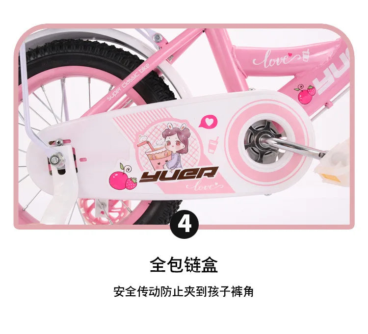 Children's Bicycle With Auxiliary Wheels With Basket High Carbon Steel Frame 12/14/16/18/20 Inch Bike For 2 To 10 Years Old Kids