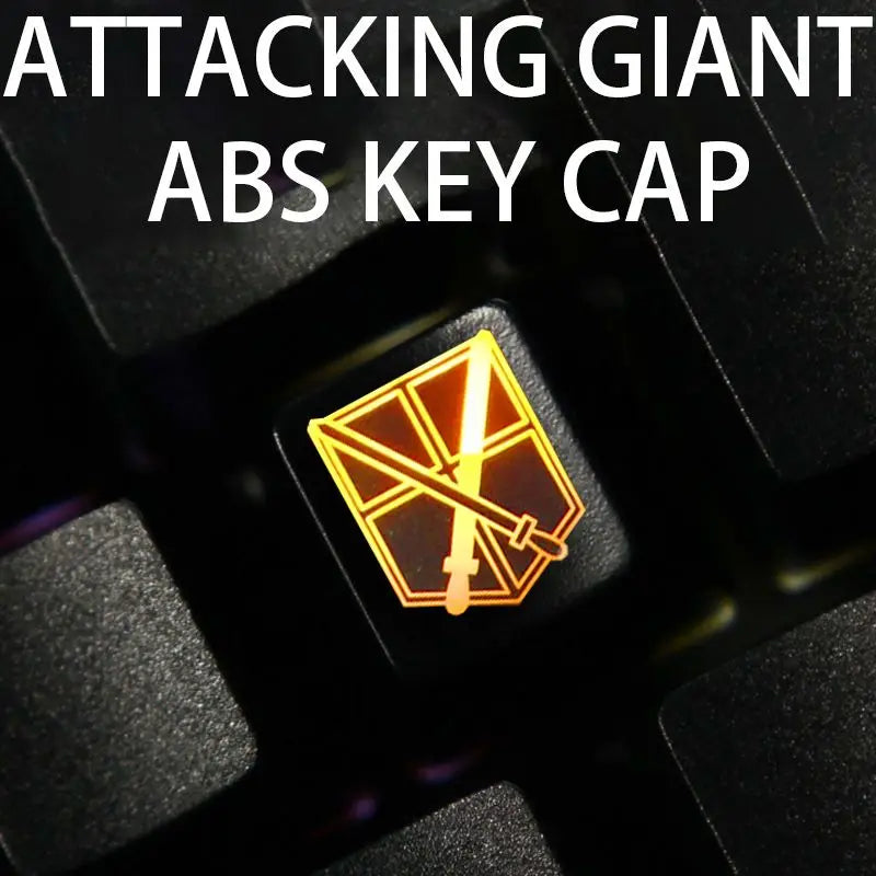 Cartoon anime peripheral Attack On Titan black translucent light keycap mechanical keyboard replacement key ABS material