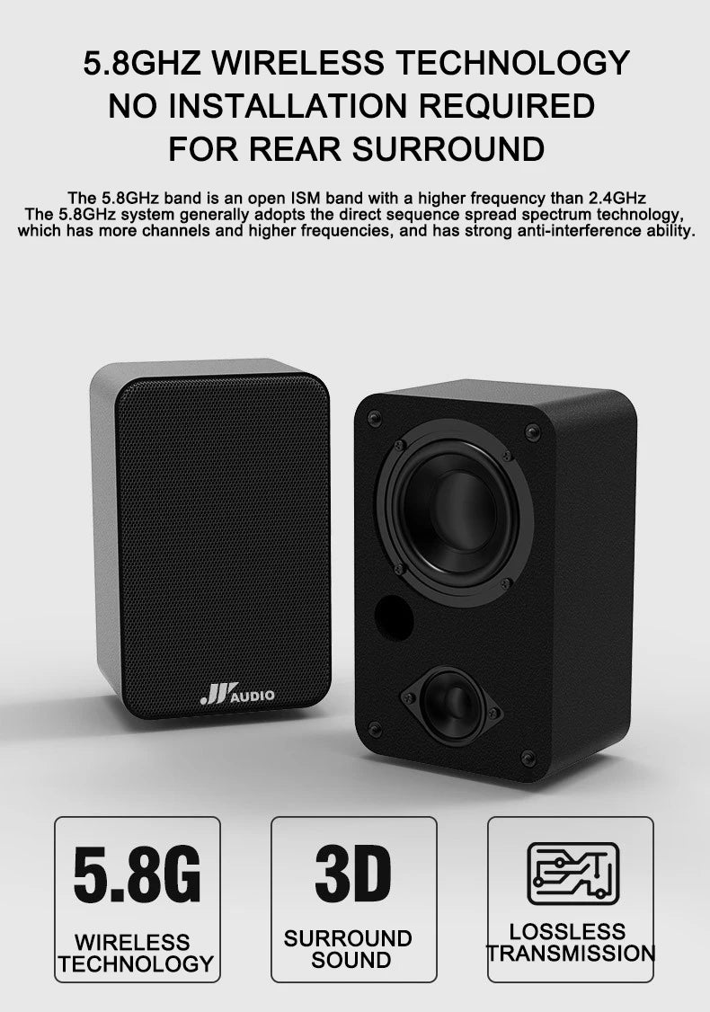 Home Theater System 7.2 Surround Sound Wireless Soundbar with Wireless Subwoofer and Remote Control