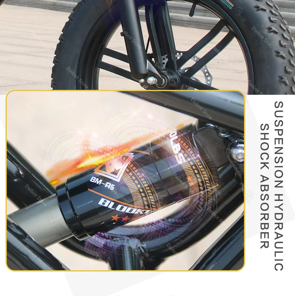 20 Inch Mountain electric bicycle For Mens Fat Tire Aluminium Alloy eBike 750W 48V Beach Snow eBikes For Adults Max Speed 45